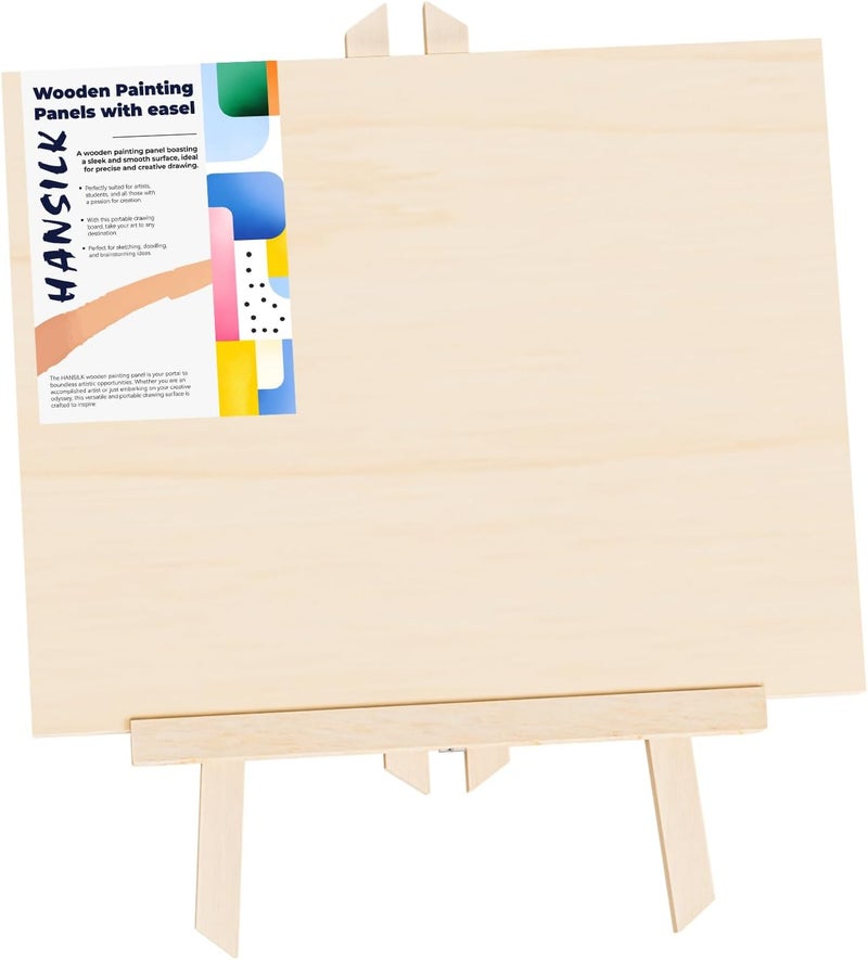 HANSILK Unfinished Wood Canvas Panels for Painting, 8×10" Basswood Canvas- 1/2" Deep Cradle Board with Easel for Acrylic and Oil Painting, Pouring Art, Crafting - Image 1